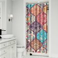 thumbnail image 2 of Small Stall Narrow Shower Curtain 36"W x 72"L – Tropical Bohemian Leaves, Mid-Century Abstract Boho Botanical Bathroom Decor, Vintage Floral Palm Leaf Pattern, Rustic Tribal Folk Style, 2 of 5