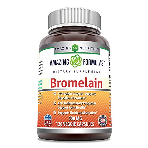 Amazing Formulas Bromelain 500 Mg 2400 Gdu Veggie Capsules 120 Count