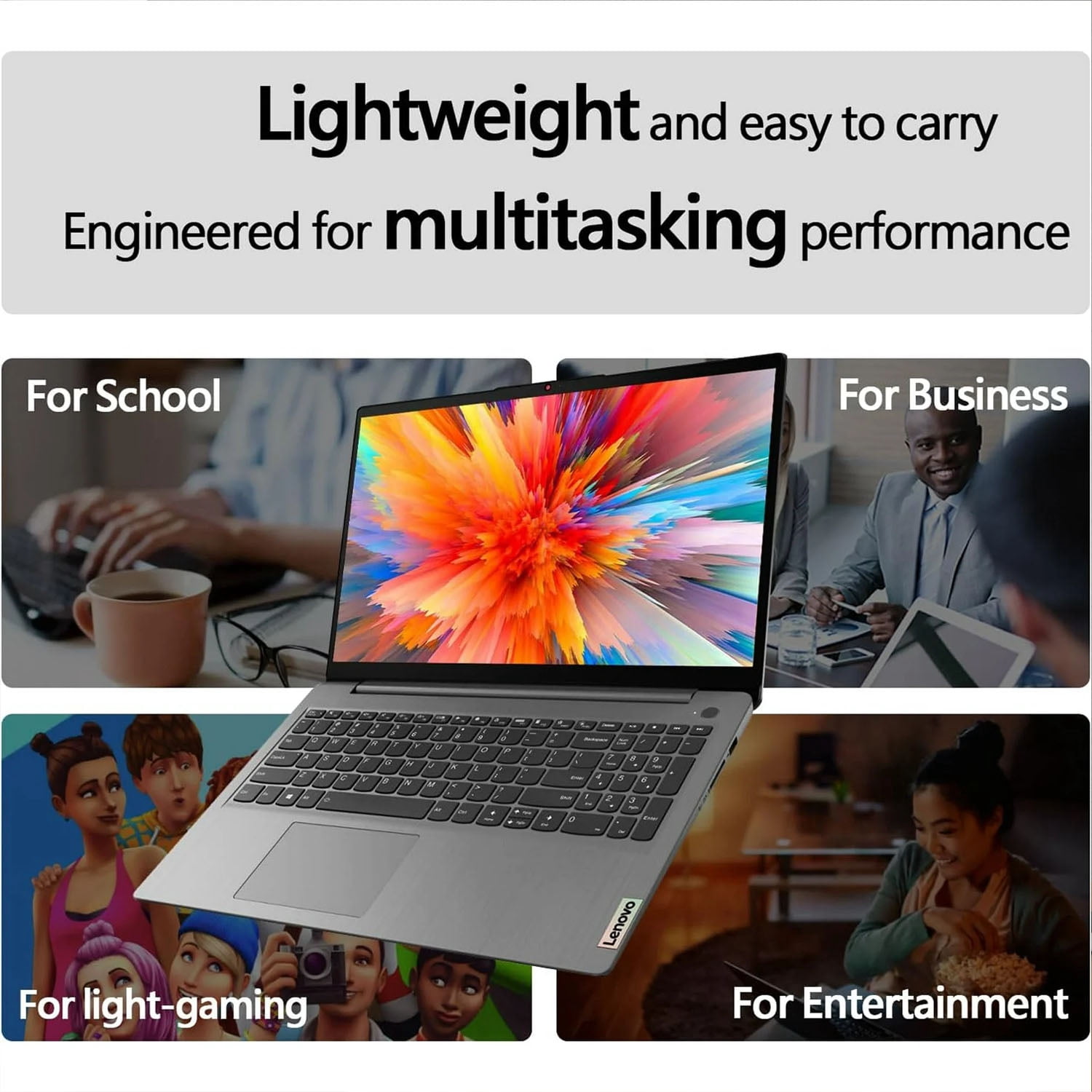 Lenovo IdeaPad 15.6" FHD Laptop, Intel Pentium Silver N6000, 12GB RAM, 128GB eMMC + 256GB SSD, W11H
