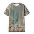 thumbnail image 5 of Virmaxy Blouse d'Été Tendance pour Femmes 2024 Col Rond Pull Imprimé Manches Courtes T-Shirt Col Rond Vert L, 5 of 5