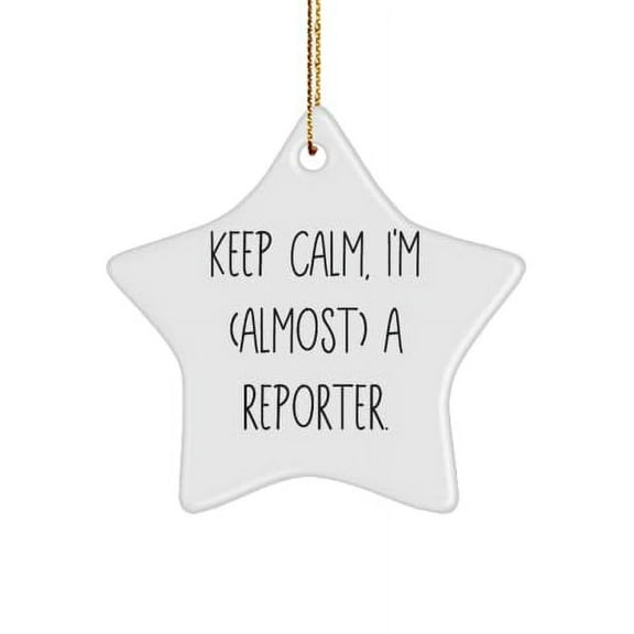 Cool Reporter Gifts, Keep Calm, I'm (Almost) a Reporter., Epic Christmas Star Ornament Gifts for Coworkers