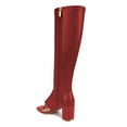thumbnail image 3 of YDN Women Open Split Toe Knee High Boots Side Zipper Mid Chunky Heels Fashion Dressy Party Long Booties Size 6.5 Red, 3 of 3