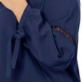 thumbnail image 5 of Agnes Orinda Women Plus Size Tops Tie Neck 3/4 Sleeves Hollow Out Tassel Bowknot Casual Tunic Blouse 4X Navy Blue, 5 of 6