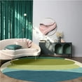 thumbnail image 3 of Cream and Green Round Area 13x13, for Hallways, Bedroom, Handmade Carpet, Geometric rugs, 3 of 6