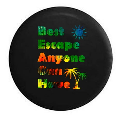 BEACH Best Escape Palm Trees Sun - Tiedye Vacation Spare Tire Cover for Jeep