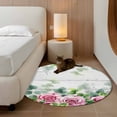 thumbnail image 2 of Round Area Rug 3 Ft, Spring Pink Roses Washable Non-Slip Circle Carpet for Living Room/Bedroom, Pastoral Eucalyptus Leaves Gray Wooden Low-Profile Small Floor Mats Collection Rugs for Indoor, 2 of 8