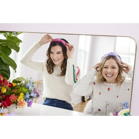 The Home Edit Knotted Cherry Print Canvas Headband, Navy Blue