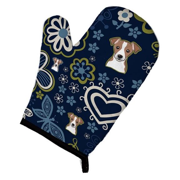 Blue Flowers Jack Russell Terrier Oven Mitt