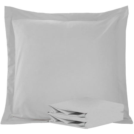 Organictune Brushed Microfiber Euro Pillow Shams Set of 2, 26 x 26 Soft and Breathable Square Pillow Cases, Light Gray, 26"×26"
