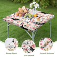 thumbnail image 4 of Husky and Pink Pioneer Flower Square Fitted Tablecloth with Elastic Edge,Square Table Cover,Washable Elastic Table Cover for Home Kitchen Party Decor 36"x36", 4 of 6