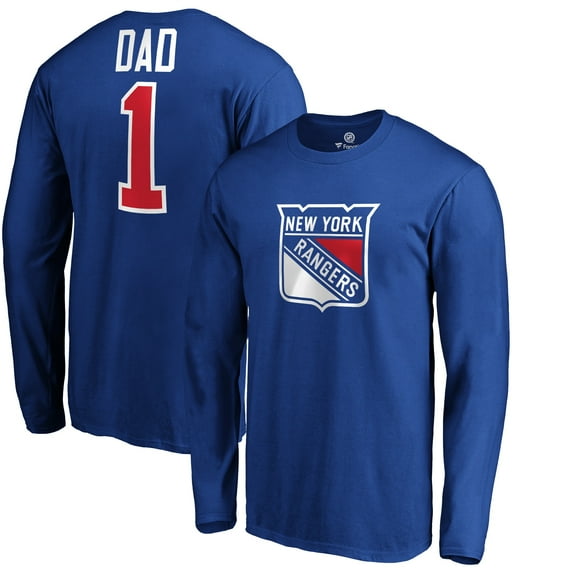 Men's Blue New York Rangers #1 Dad Long Sleeve T-Shirt