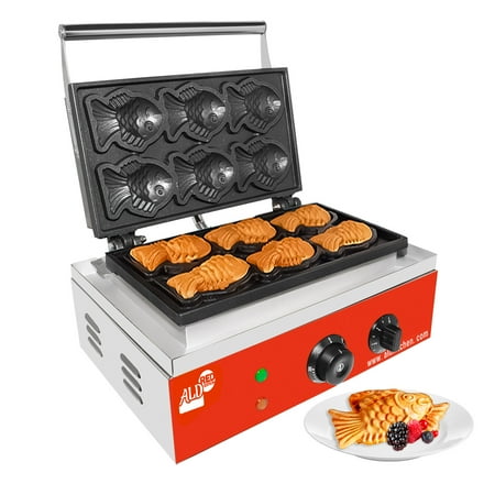 

ALD Red Taiyaki Machine Commercial | Fish Shaped Waffles Taiyaki Maker | 6 Waffles | Stainless Steel | 110V