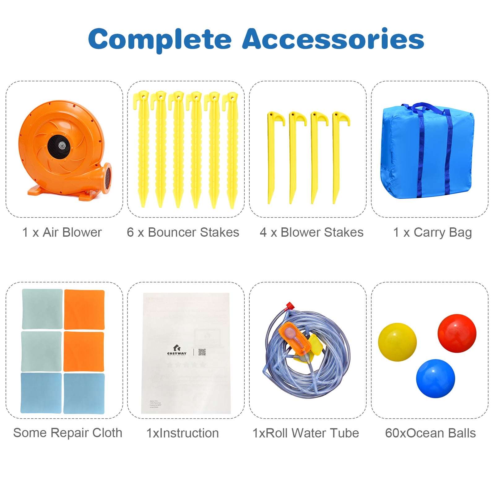 Infans Bountech Inflatable Water Slide Kids Bounce House Splash Water Pool w/ Blower