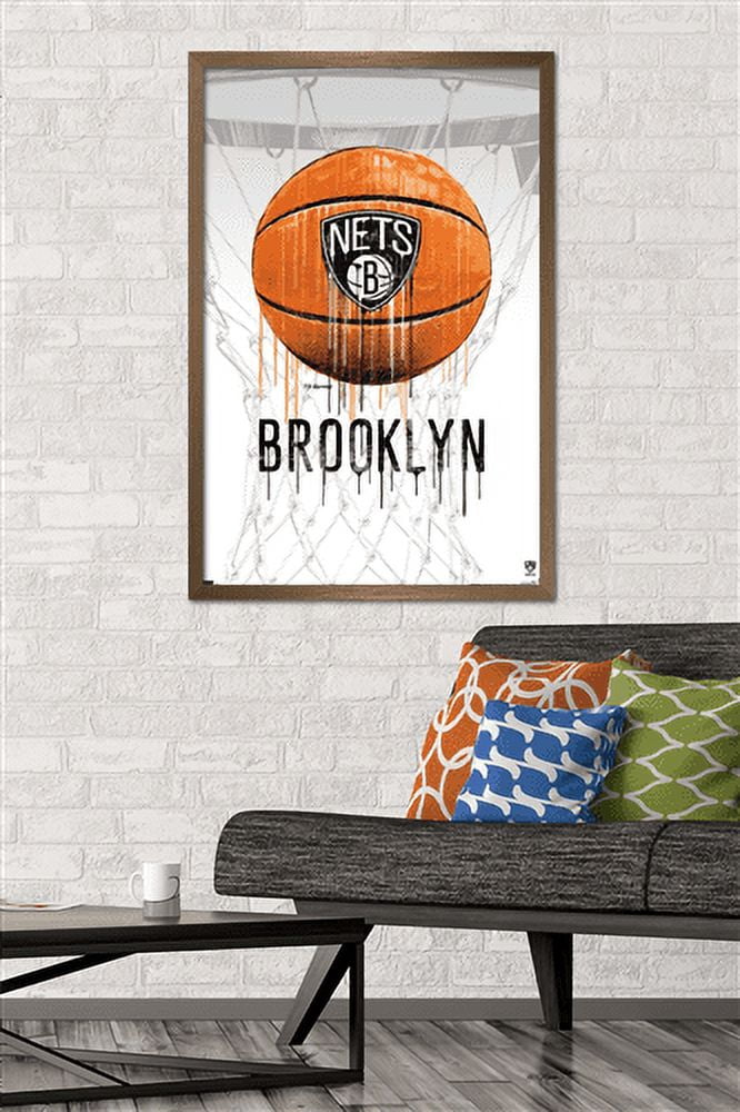 NBA Brooklyn Nets - Drip Basketball 21 Wall Poster, 22.375" x 34", Framed