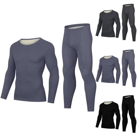 Fewfanhot Mens Sweatsuit Thermal Underwear Suit Fitting Casual Home Suit Neck Shirt Elastic Waist Pants Couple
