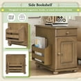 thumbnail image 4 of Aukfa Flip Top End Table with USB Ports, Power Outlets, Drawer, and Cup Holders - Compact Side Table with Bookshelf for Living Room, Bedroom, or Small Spaces - Antique Brown, 4 of 8