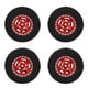 thumbnail image 2 of Estrela 4 neumáticos de goma delanteros traseros de 2.165 in con llanta de metal de 5 radios para coche Axial SCX24 1/24 RC, color rojo, 2 of 8