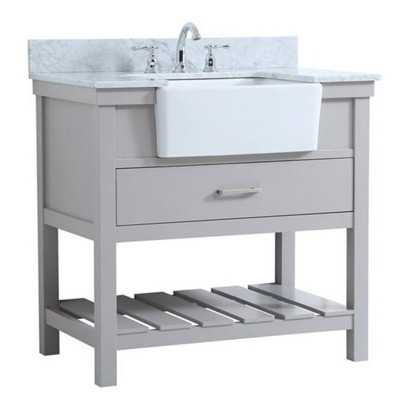 Elegant Decor Clement 36" MDF Single Bathroom Vanity with Backsplash in Gray