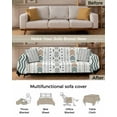 thumbnail image 3 of Green Boho Sofa Couch Covers for Dogs,Washable Sofa Throw Cover Single Slipcovers for Armchair with Tassel,Geometric Stripes Floral Minimalist Brown Couch Protector Towel Blanket Medium 71''x91'', 3 of 8