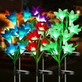 thumbnail image 4 of 2 Pack Purple Solar Garden Lights Lily Flowers with Multicolor Changing LEDs Solar Powered Garden Patio Yard Pathway Party Holiday, 4 of 5