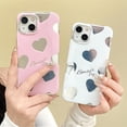 thumbnail image 2 of Simple Cute Love Heart Plating Mirror Phone Case Compatible with iPhone Case (Pink,iPhone 14 Pro), 2 of 6