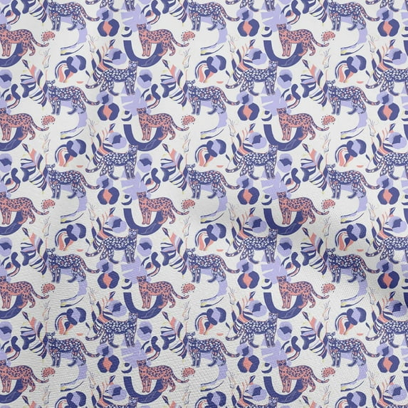oneOoneViscoseChiffonGrayishPurpleFabricTropicalAbstractLeafWithAnimalDressMaterialFabricPrintFabricByTheYard42InchWide
