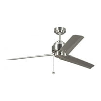 Classic 54 inch 3 Blade Ceiling Fan with Pull Chain-Brushed Steel Finish Bailey Street Home 96-Bel-3395011