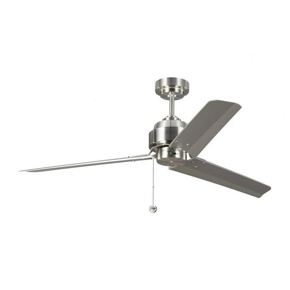 Classic 54 inch 3 Blade Ceiling Fan with Pull Chain-Brushed Steel Finish Bailey Street Home 96-Bel-3395011