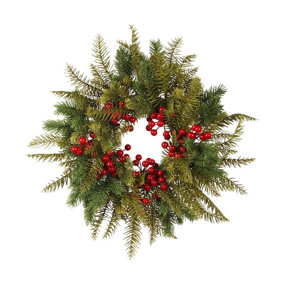 CMrtew 3 Pcs Christmas Pre Lit Wreath and Swag with Lights Artificial 24in Christmas Garland for Front Door Outdoor Indoor Home Party Decoration with Pine Cones Berries Battery Operated(Red)