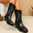 thumbnail image 3 of Womens Winter Fall Wide Calf Cowboy Boots Vintage Embroidered Chunky Heeled Slip on Western Cowgirl Booties, 3 of 6