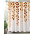 thumbnail image 2 of Boanket Polyester Fabric Orange Ombre Botanical Shower Curtain, Watercolor Country Leaf Rustic Waterproof Bathtub Curtain Bathroom Decor Set with Hooks 72 x 72 Inches,, 2 of 6