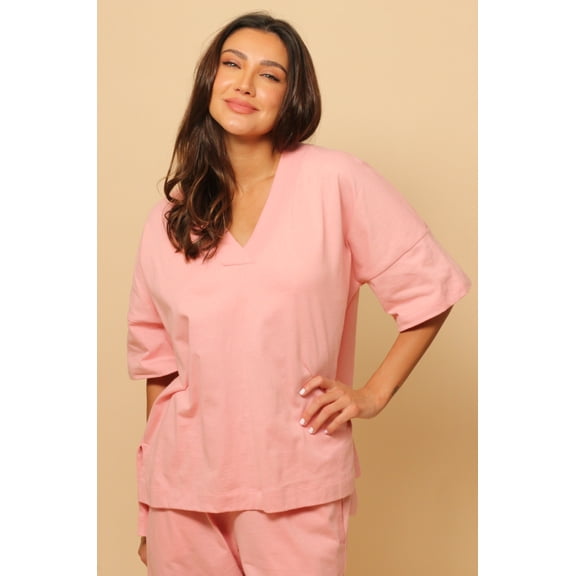 Women's Allergy-Free Victoria V-neck Oversized Top ( Size: XL | Color: Blush Pink )
