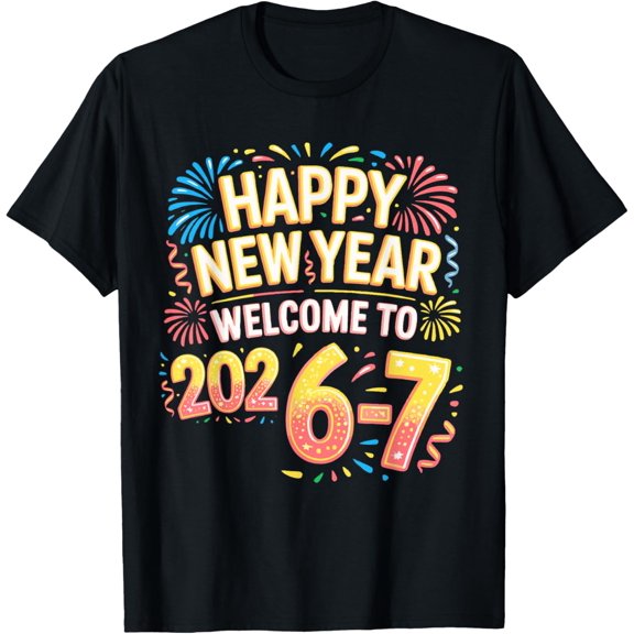 67 New Year's Eve - Happy New Year 2026-7 Funny 67 New Year T-Shirt- American fashion hot selling casual retro high quality 100% cotton T-shirt 1 piece