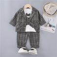 thumbnail image 2 of Afdoent Toddler Boy Outfits Suit Set 3 Piece Formal Outfit With Bow Tie Vest Long Sleeve British Style Toddler Clothes For Spring Autumn Season 2-3 Years, 2 of 9