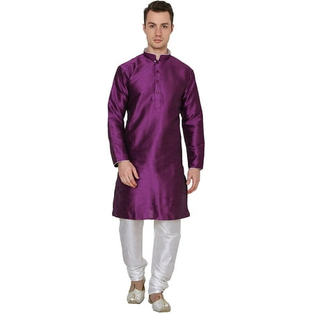 

Royal Kurta Mens Silk Blend Kurta Pyjama Set (36 Puprle-Multi)