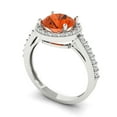 thumbnail image 2 of Clara Pucci 14K White Gold Solid Gold Red Halo Anniversary Ring for Women - 1.86 cttw Round Cut, 2 of 8