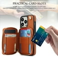 thumbnail image 4 of Compatible with iPhone 15 Pro 6.1 inch Wallet Phone Case Tempered Glass Screen Protector Wrist Crossbody Strap Stand Credit Card Holder RFID Slot Cell Cover for i Phone15 i15 15Pro Women Girls Brown, 4 of 9