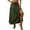 ☪543-Army Green, variant on Women's Solid Ice Silk Crinkle Slit Long Midi Skirt - Flowy Maxi Skirt for Beach and Vacation, Pants for Women