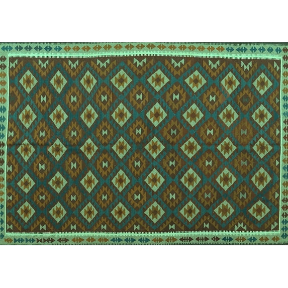 Ahgly Company Machine Washable Indoor Rectangle Oriental Turquoise Blue Traditional Area Rugs, 2' x 5'