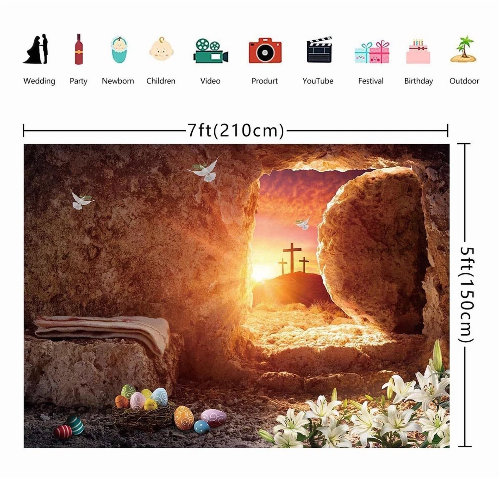 BUTTERFLY- 7X5Ft Easter Empty Tomb Photography Background Jesus Crucifixion Resurrection