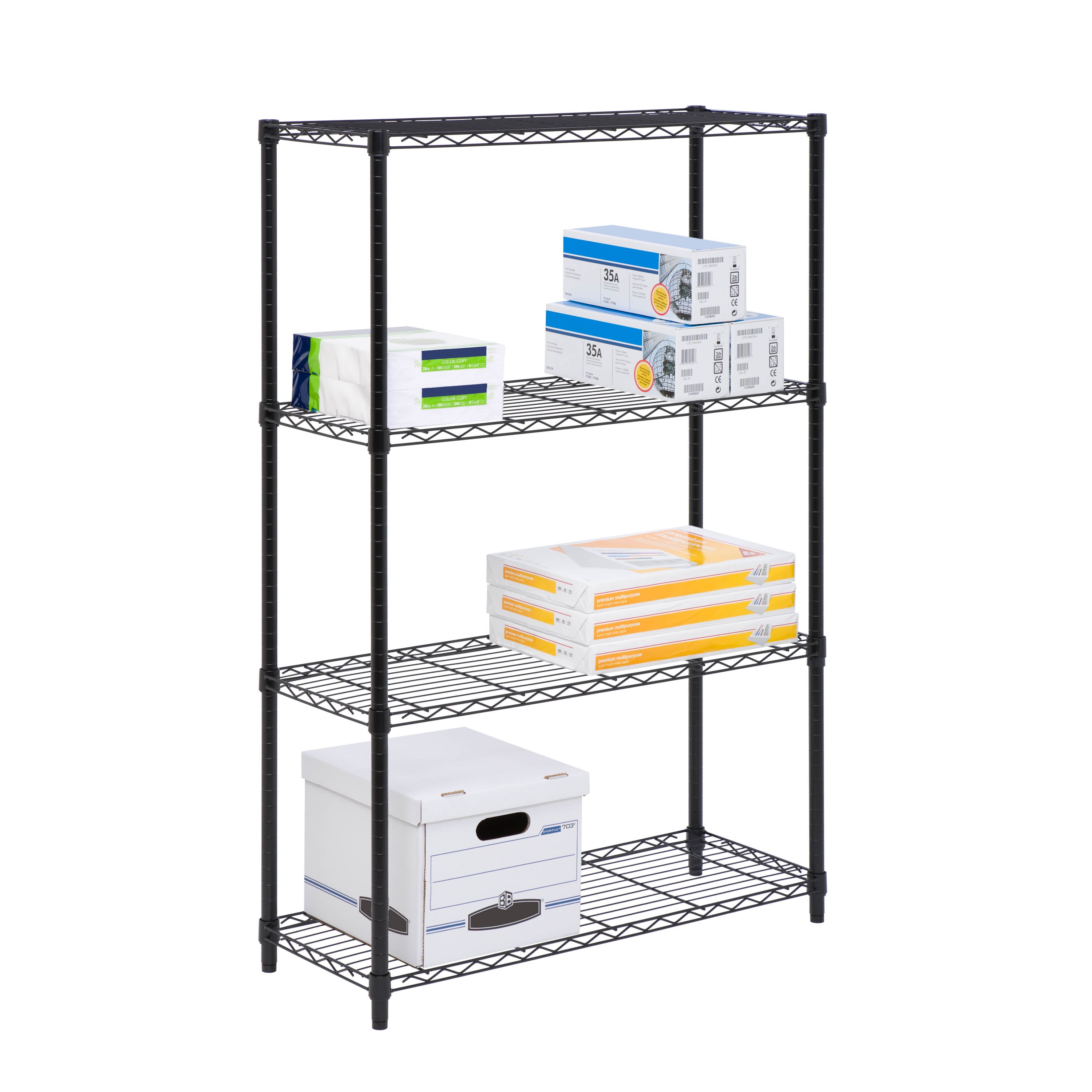 Household Essentials 5 Tier Storage Tower Metal, Grey Shelf – Black Frame,  Ashwood