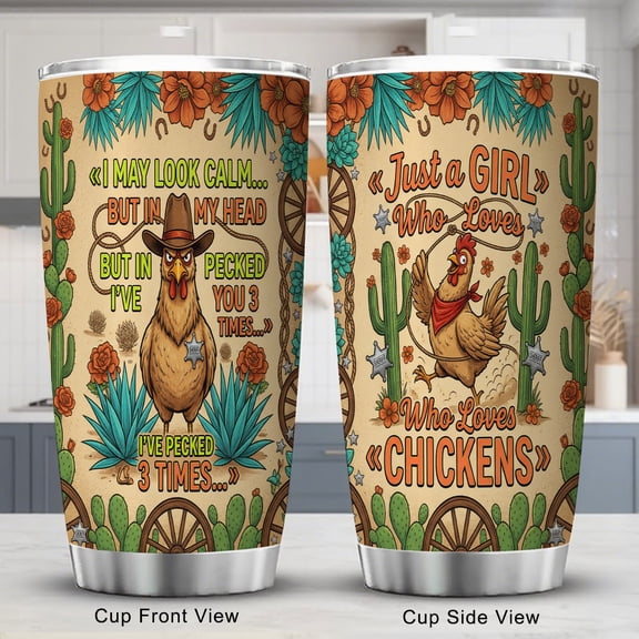 Chicken Tumbler 20oz Vacuum Insulated, Double-Wall Beverage Companion