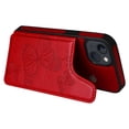 thumbnail image 6 of Allytech iPhone 13 Wallet Case with Card Holder, PU Leather Butterfly Embossed Kickstand Magnetic Closure Shockproof Protection Case Cover for Apple iPhone 13 6.1",Red, 6 of 9