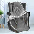 thumbnail image 4 of Outer Space Soft Flannel Fleece Throw Blanket, Galactic Place Oval Shaped Ceiling Force Alien Life Apollo Comics Graphic Design, Cozy Plush for Indoor and Outdoor Use, 50" x 60", Grey, by Ambesonne, 4 of 5