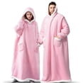 thumbnail image 4 of Manta de franela superlarga con mangas para hombre y mujer, Sudadera con capucha de invierno, jersey de lana gigante, 4 of 4