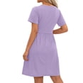thumbnail image 5 of MOSHU Summer Dresses for Women Crewneck Short Sleeve Midi Dress Casual Button A-Line Sundress with Pockets, 5 of 10