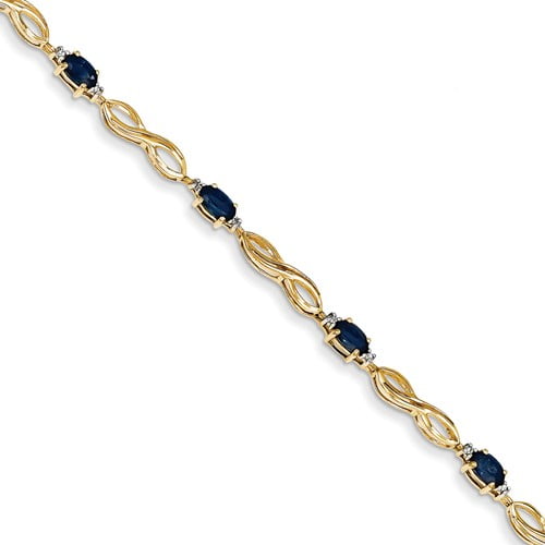 14k Yellow Gold Diamond and Sapphire Bracelet. Carat Wt- 0.1ct. Gem Wt- 2.24ct by Jewelrypot