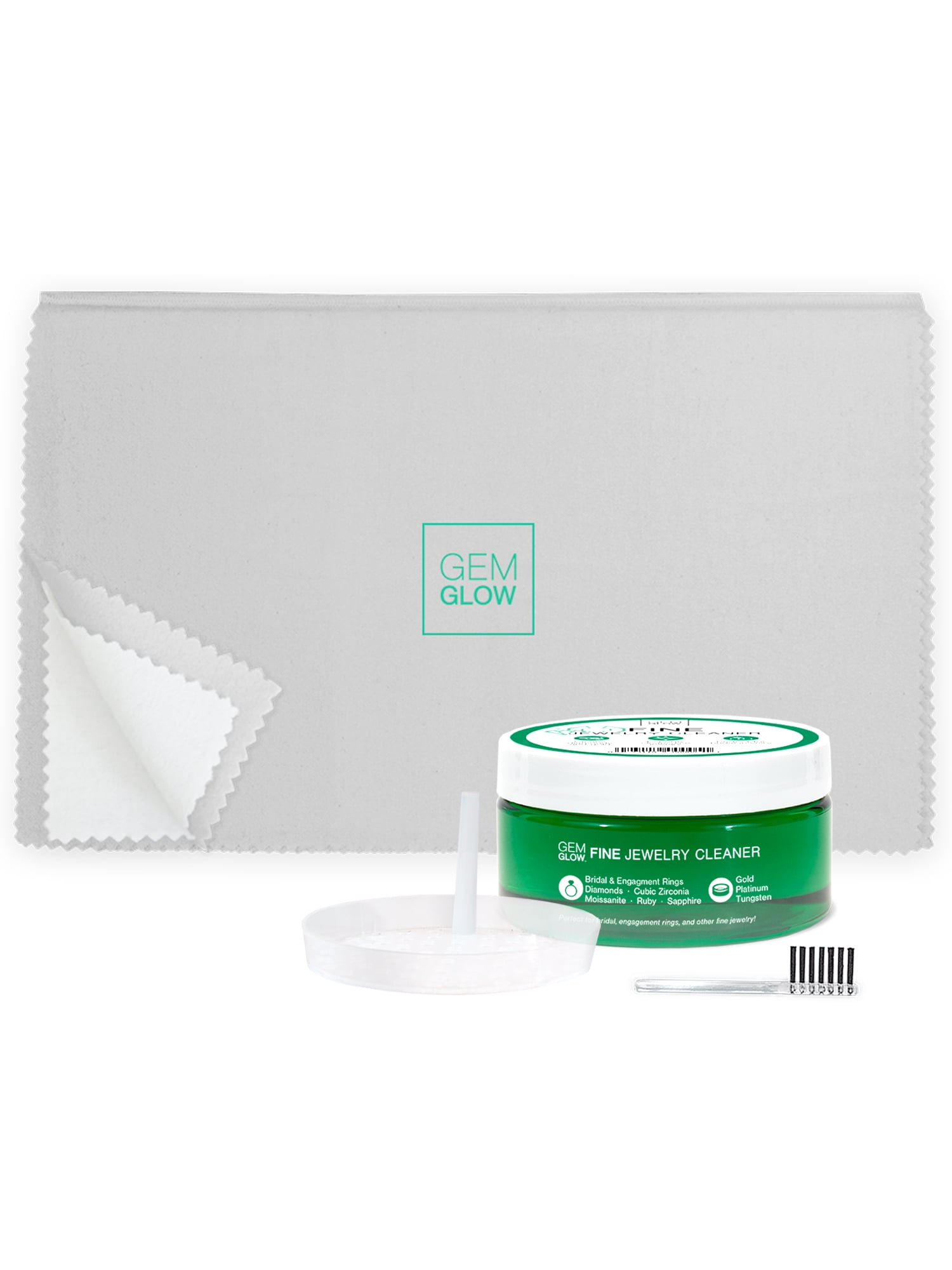 Gem Glow Fine Jewelry Cleaner Kit with Polishing Cloth, Cleans Diamonds, Gold and More