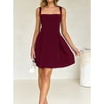 thumbnail image 6 of Womens 2025 Mini Sleeveless Dress Backless Tie Square Neck Short Party Dress Wine Red L, 6 of 9