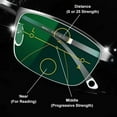 thumbnail image 6 of Men Half Rimless Business Black Photochromic Gray Progressive Reading Glasses 3.50, Anti-blue Light Classic Flexible Readers +3.50 Strength (Photochromic Progressive), 6 of 9